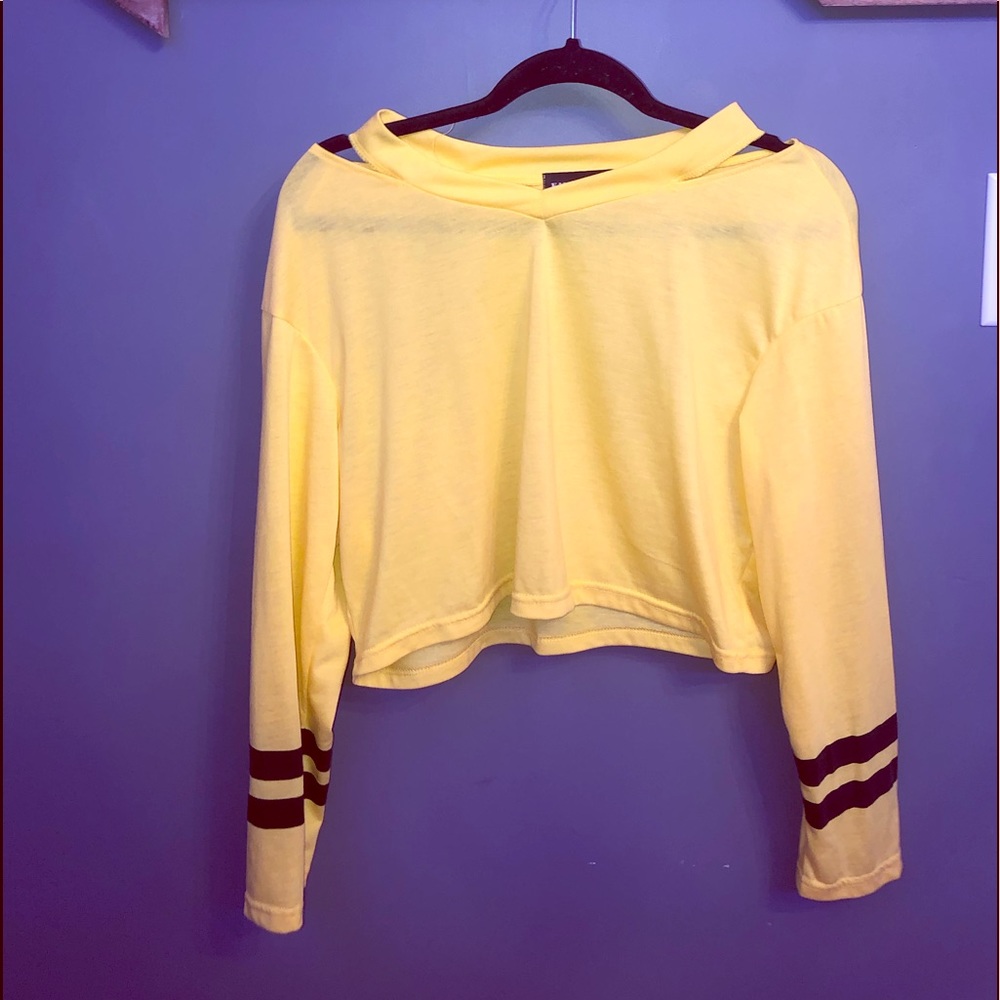 black and yellow crop top